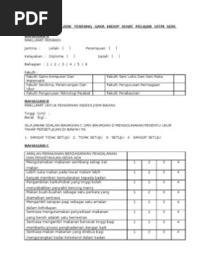 Borang Soal Selidik Tentang Gaya Hidup Sihat  PDF
