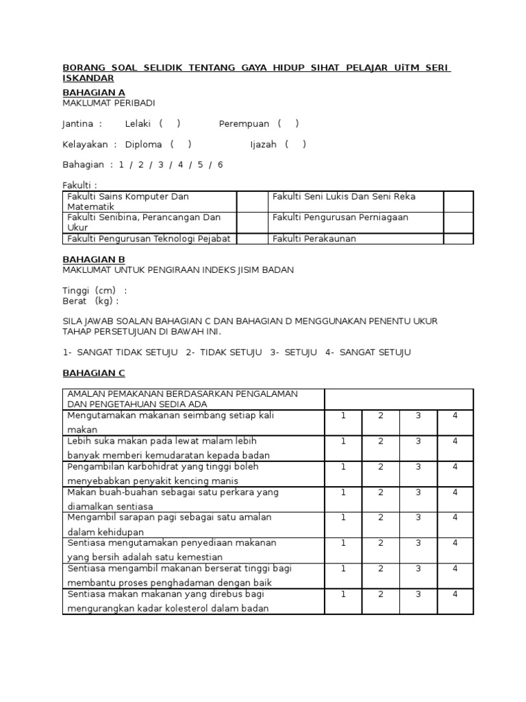 Contoh Soalan Soal Selidik Makanan - Kuora 3