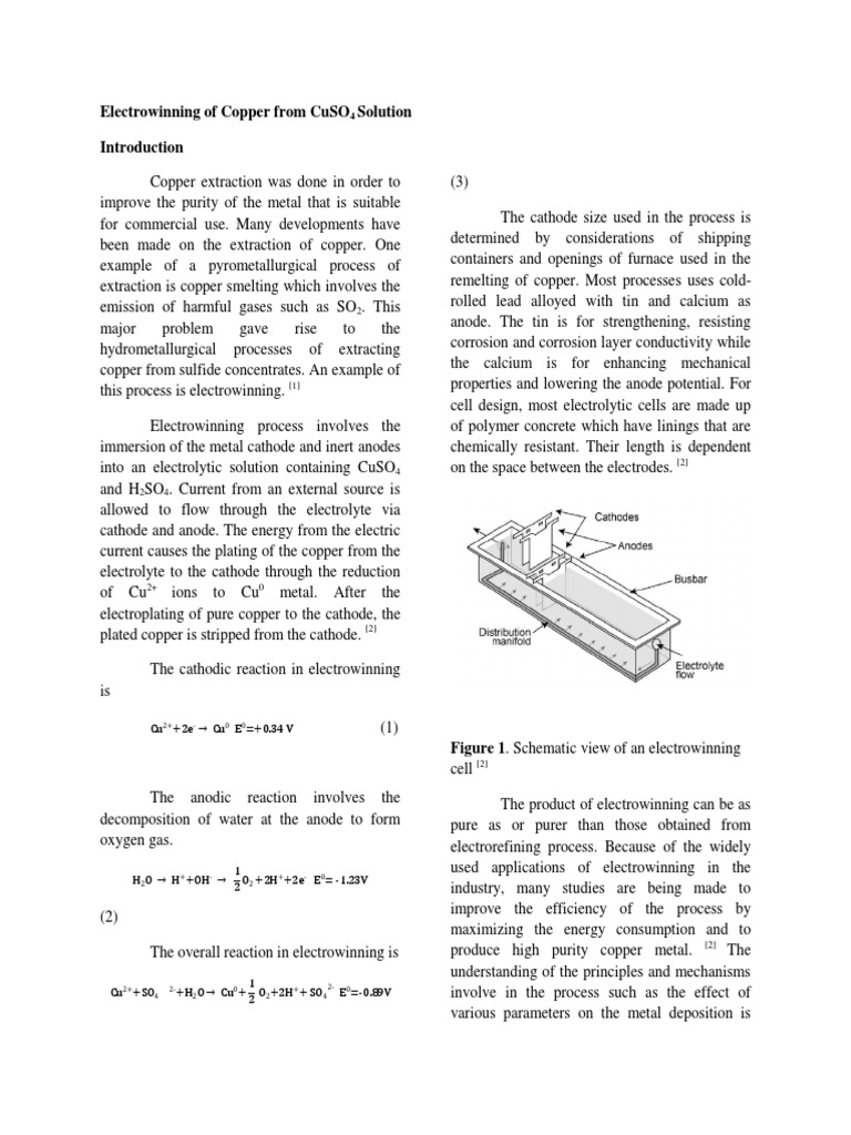 Copper Electrowinning Process Overview | PDF | Science & Mathematics ...