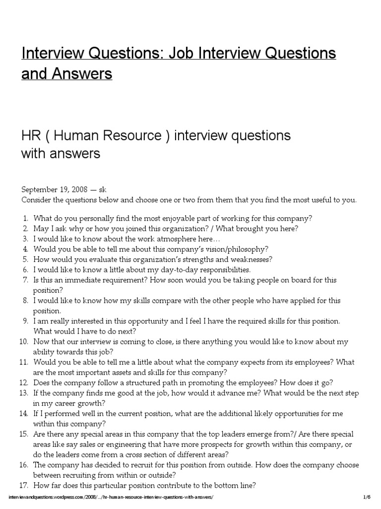 hr interview assignment