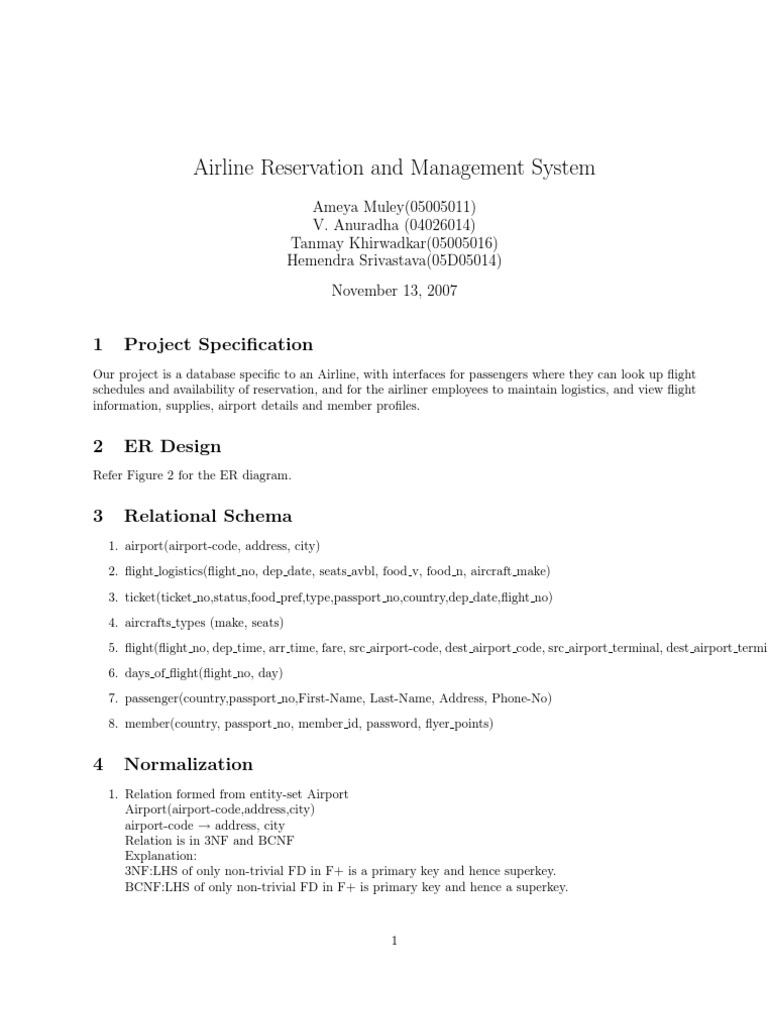 Airline Reservation Management System | PDF | Postgre Sql | Software