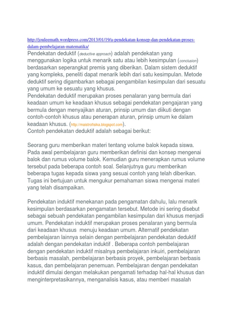 Pendekatan Induktif Dan Deduktif Pdf