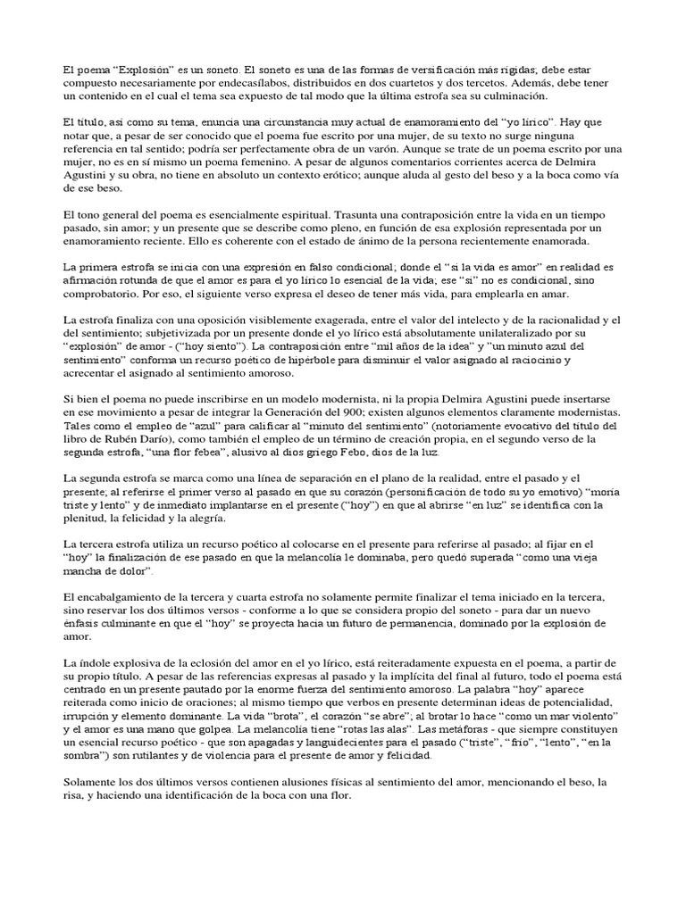 Explosión - Delmira Agustini | PDF | Sonetos | Amor