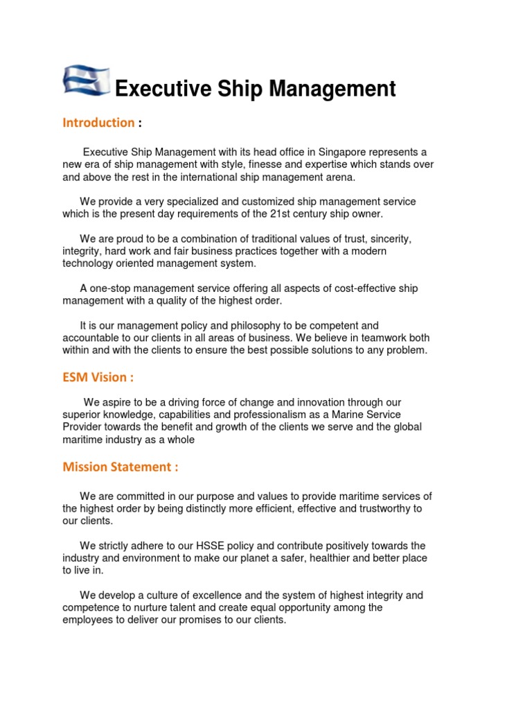 Executive Ship Management Pte Ltd Ships Expert