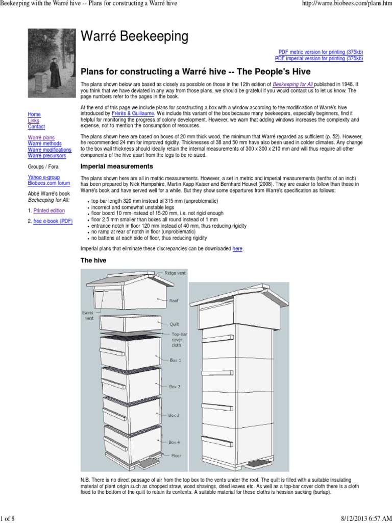 Beekeeping with the Warré hive -- Plans for constructing a ...