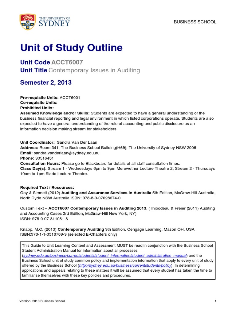 Contemporary Issues in Auditing 2013 | PDF | Audit | Accounting