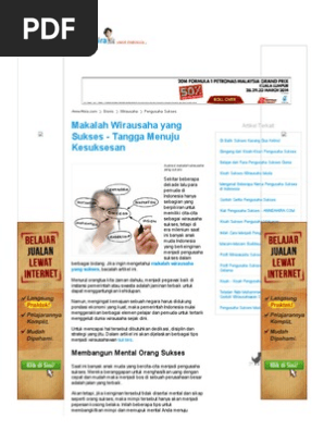 Makalah Wirausaha Yang Sukses Tangga Menuju Kesuksesan Pdf