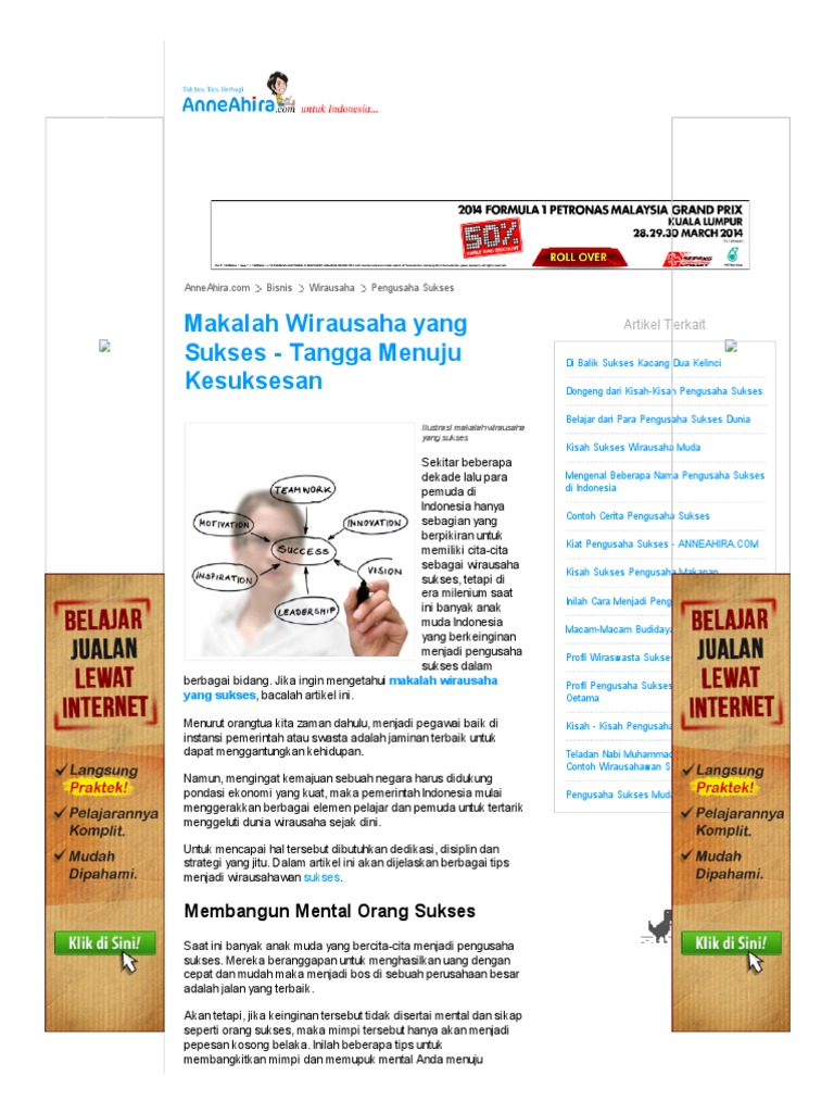 Makalah Wirausaha Yang Sukses Tangga Menuju Kesuksesan