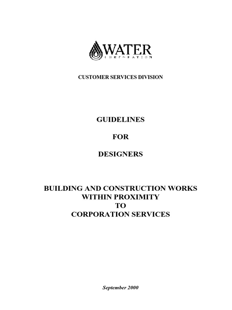 Water Corp Protection of Services Manual PDF Sanitary Sewer