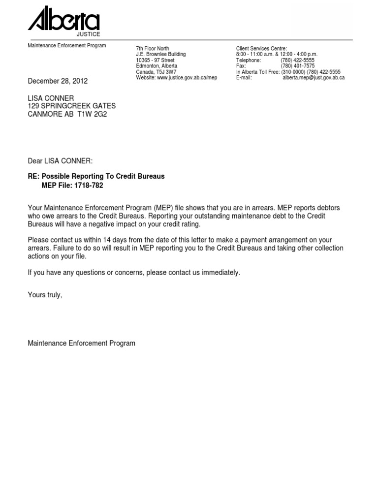 Credit Bureau Warning