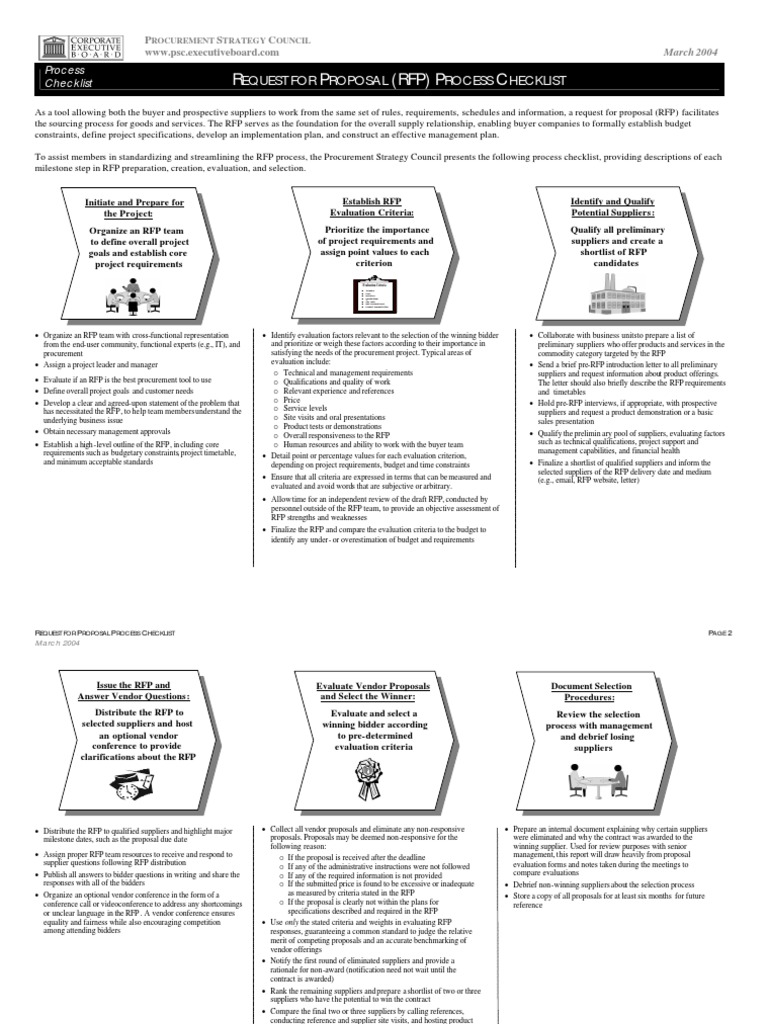 PSC Request for Proposal RFP Process Checklist Request For Proposal