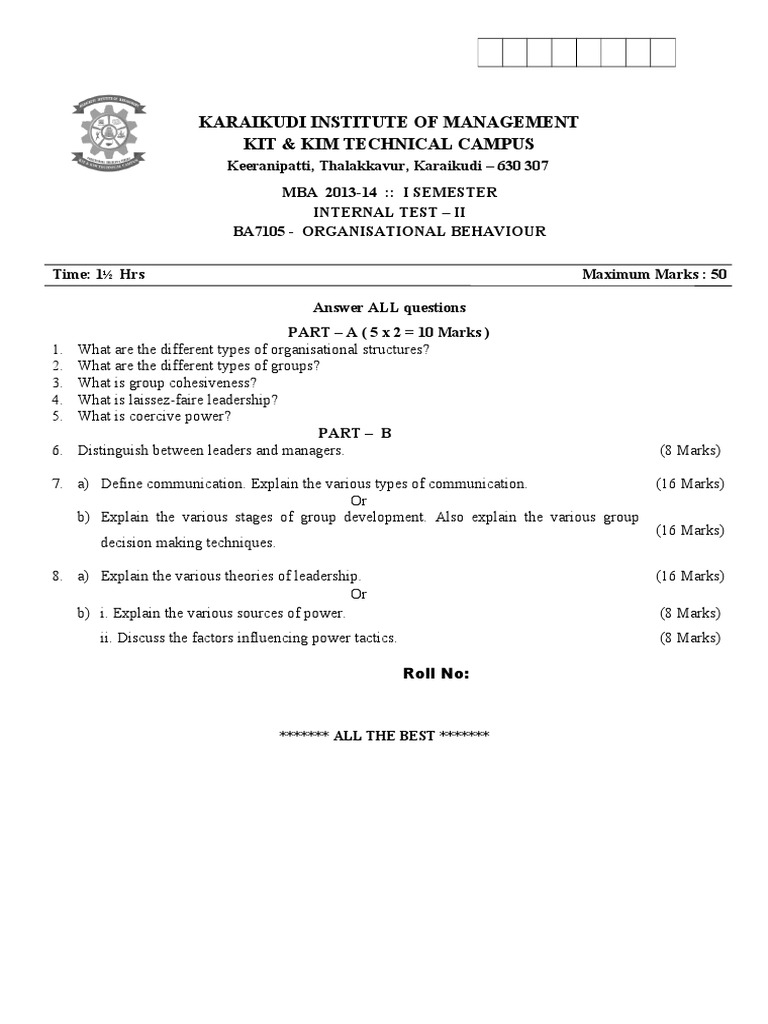 Karaikudi Institute of Management Kit & Kim Technical Campus | PDF ...