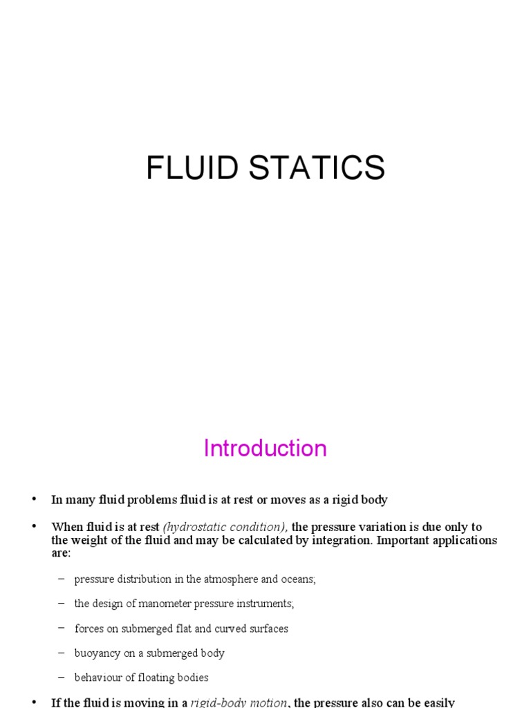 Applications of Fluid Statics | PDF | Buoyancy | Pressure Measurement