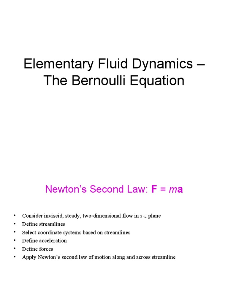 Bernoulli Equation in Fluid Dynamics | PDF | Fluid Dynamics | Pressure