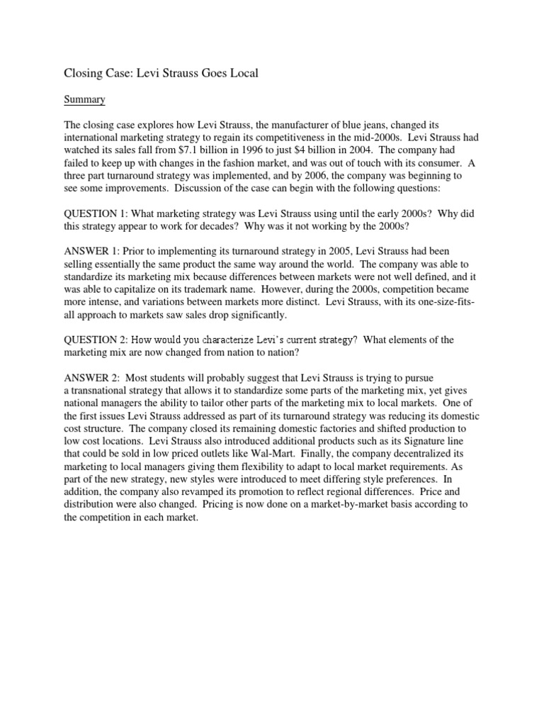 levi strauss case study summary