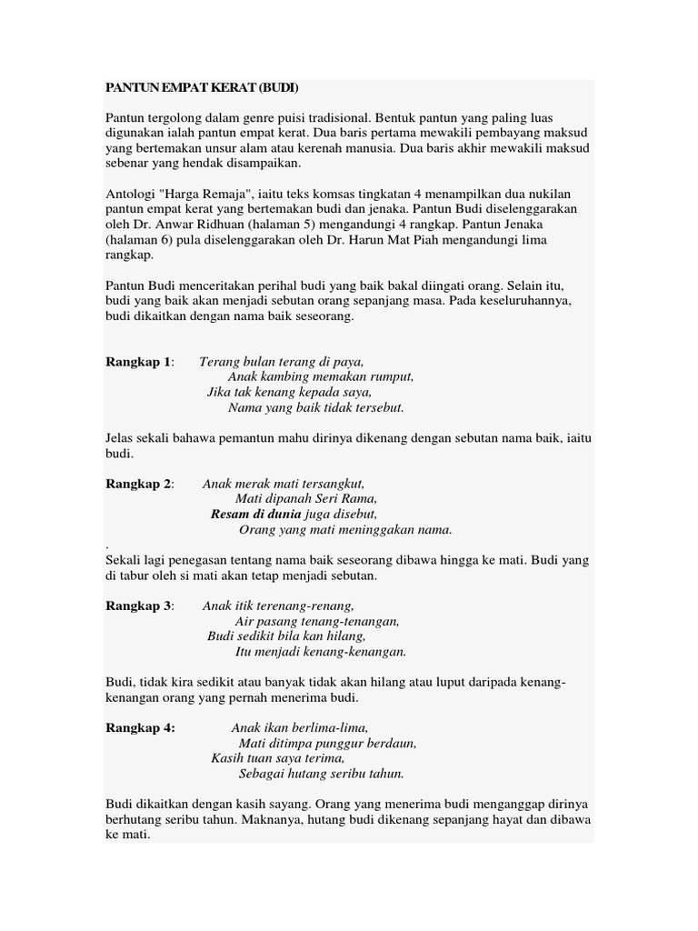 Pantun Empat Kerat Pdf