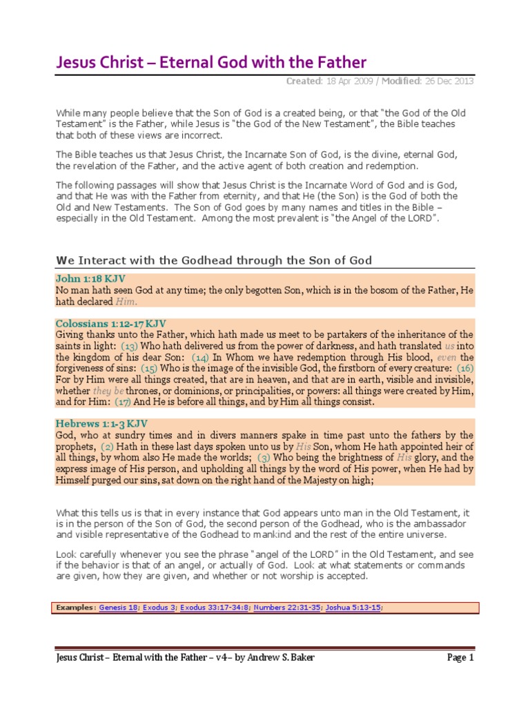 Jesus Christ Eternal With The Father God The Father - 
