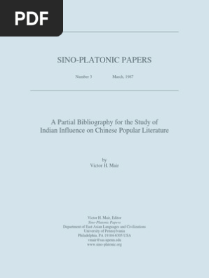 Victor H Mair A Partial Bibliography For The Study Of Indian Influence On Chinese Popular Literature Pdf Translations Bracket