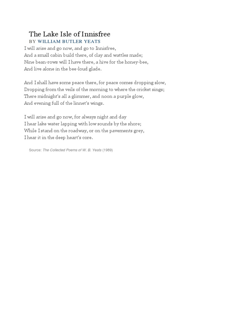 The Lake Isle Of Innisfree Pdf