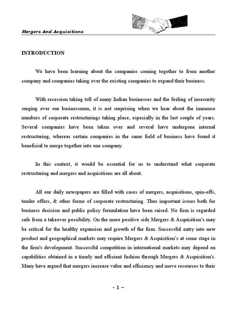 Understanding Mergers and Acquisitions | PDF | Mergers And Acquisitions ...