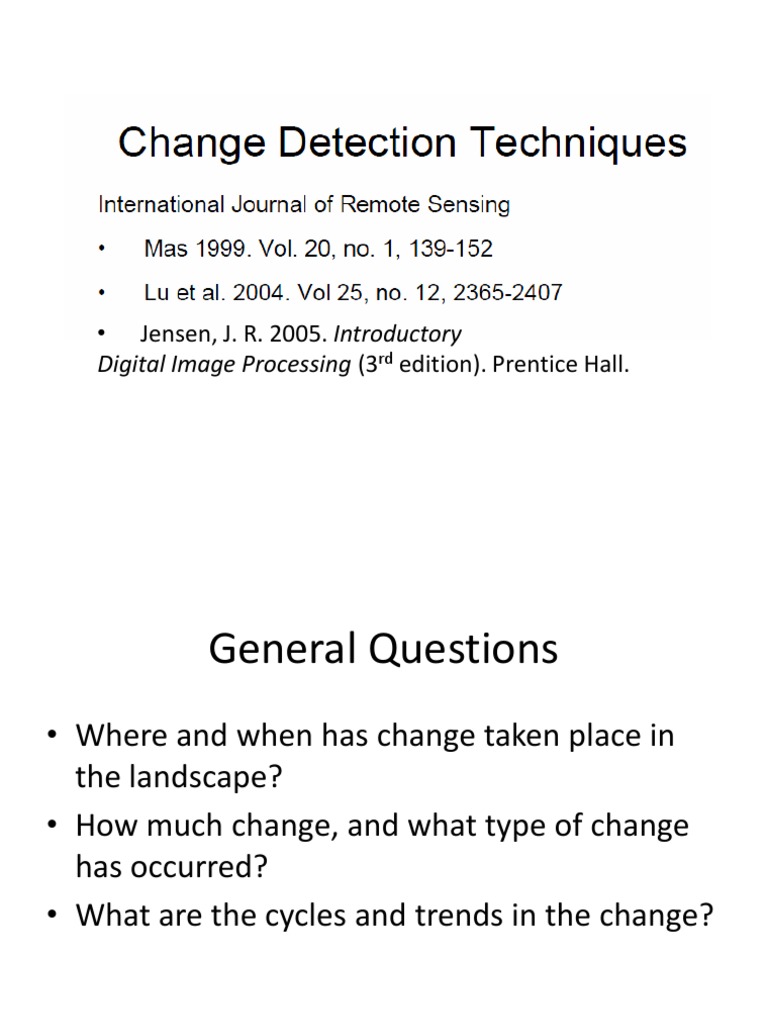 Week3a Changedetection Pdf Image Resolution Principal Component