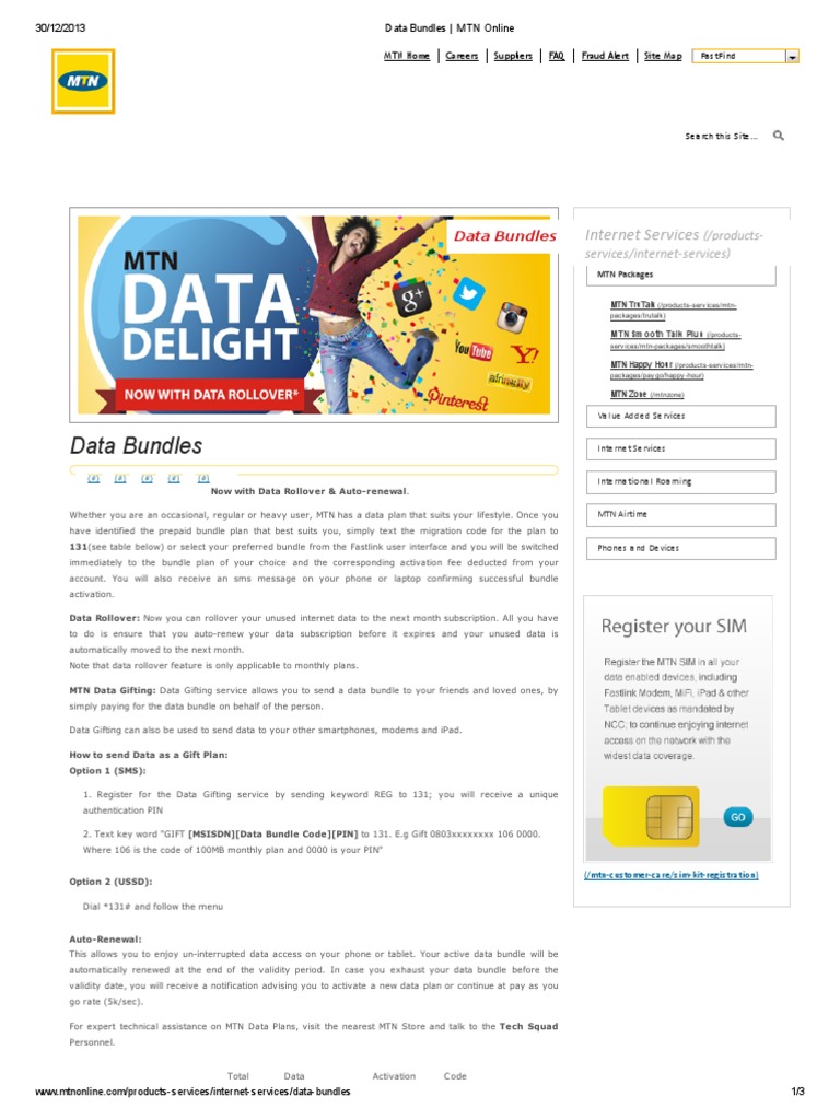 MTN Data Bundles and Activation Codes | PDF | Data Rate Units | High ...