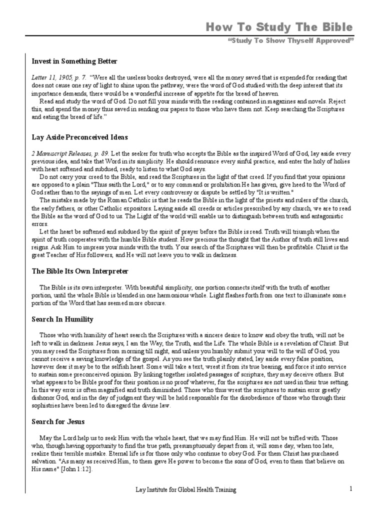 How To Study The Bible | PDF | Bible | Jesus
