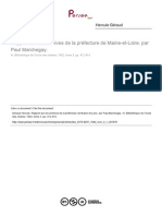 Rapport Sur Les Archives de La Prefecture de Maine Et Loire (Paul Marchegay)