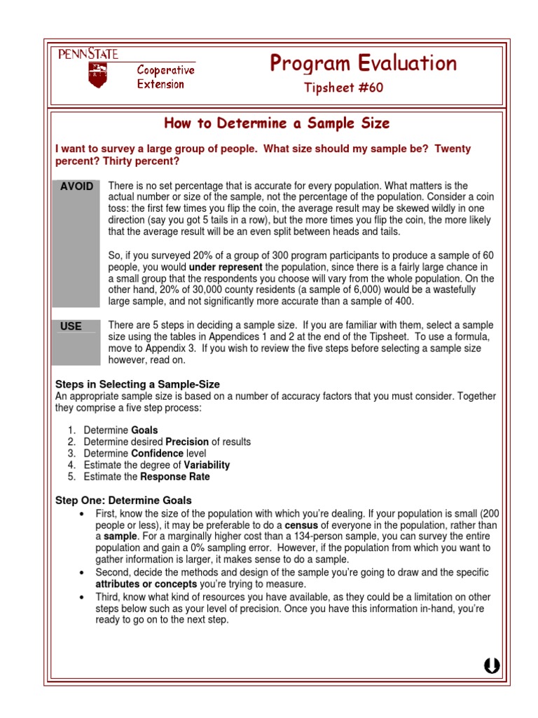 How To Determine Sample Size PDF Accuracy And Precision Sample