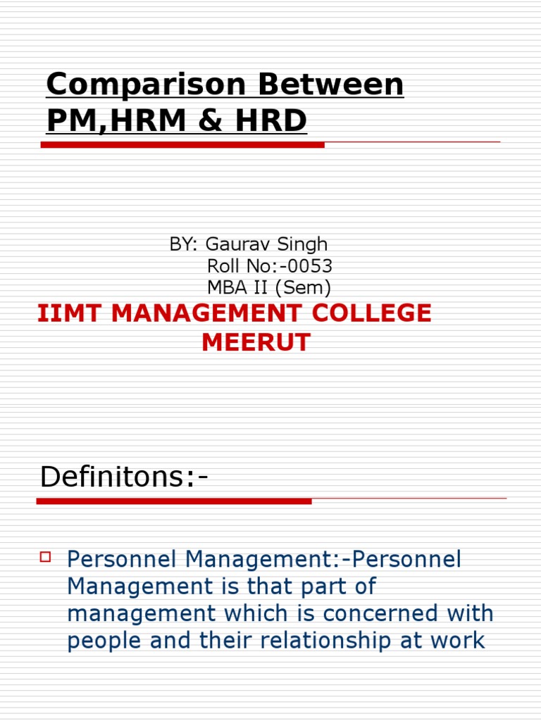 PM vs HRM vs HRD: Key Differences | PDF