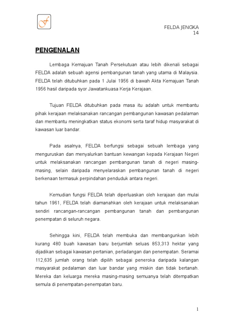 Proses Permohonan Felda Jengka 14 Pdf