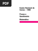 Matematica 1998 Prova Gabarito
