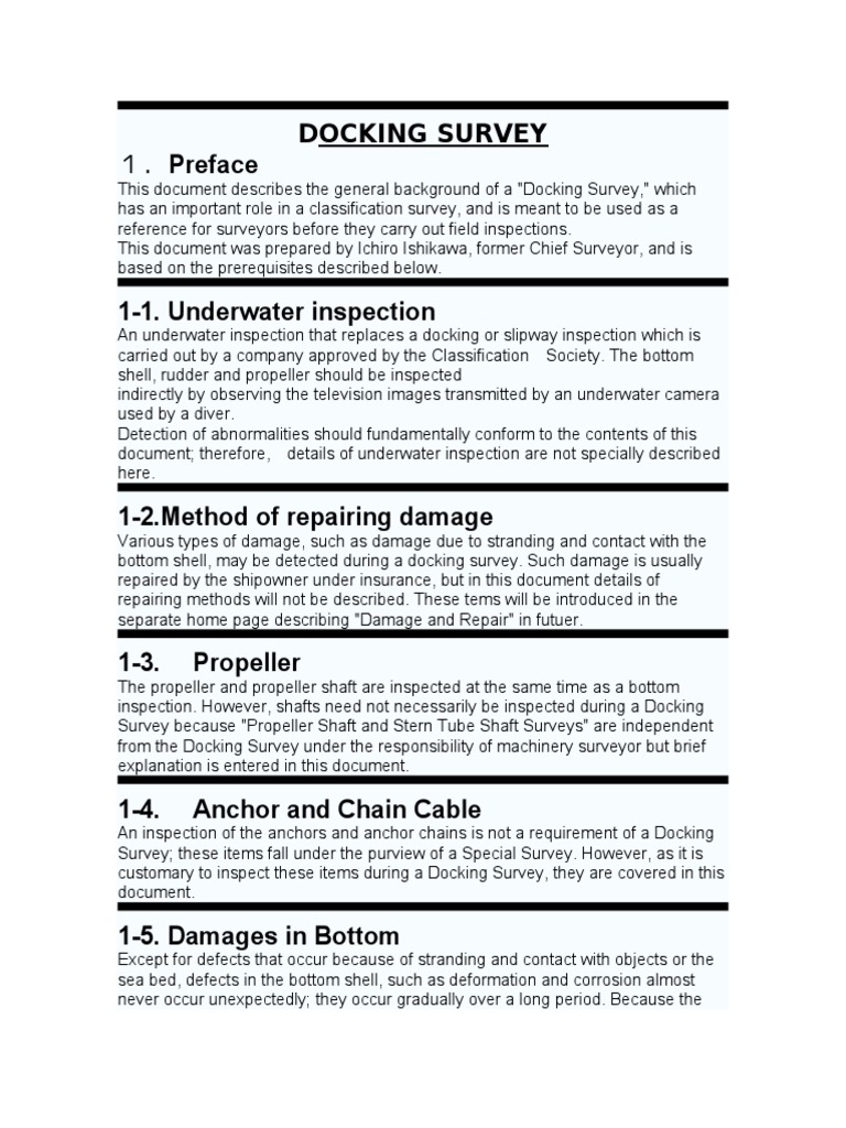Docking Survey | PDF | Ships | Watercraft