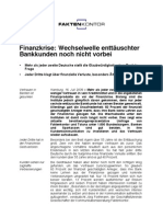 Finanzkrise: Wechselwelle Enttäuschter Bankkunden Noch Nicht Vorbei