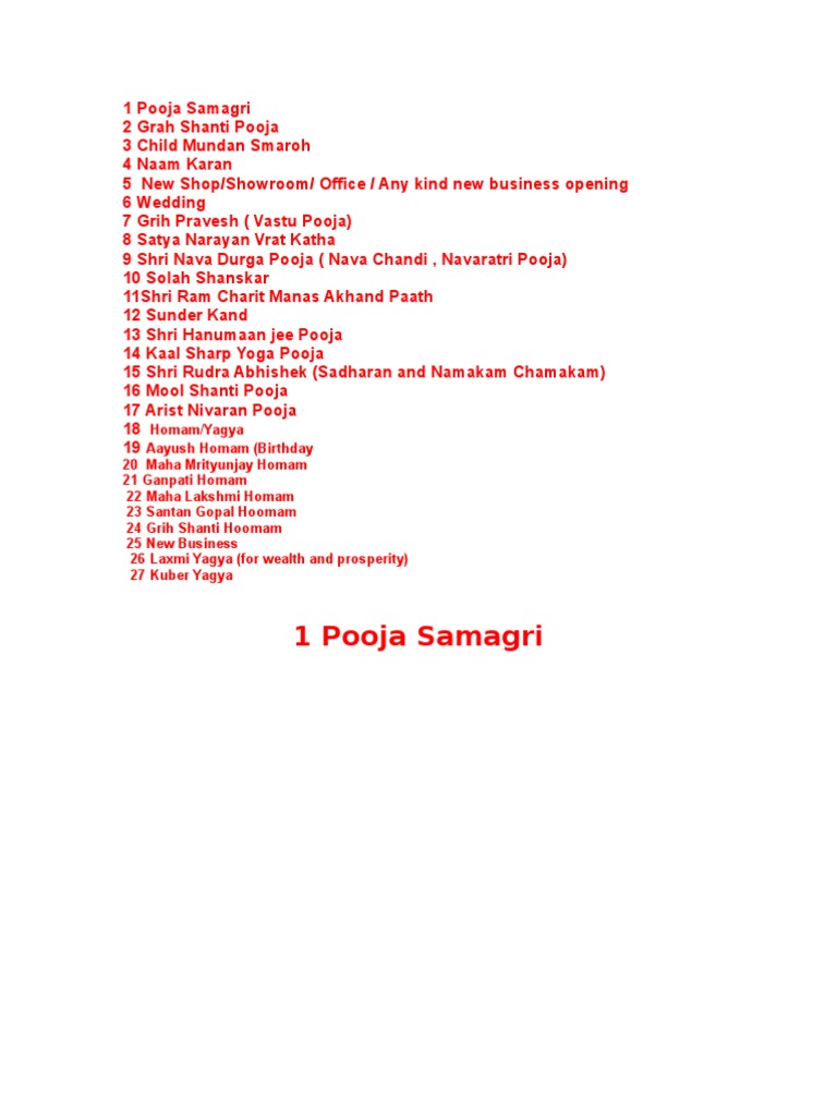 1 Pooja & Pooja Samagri | PDF | Hindu Behaviour And Experience | Sikhism