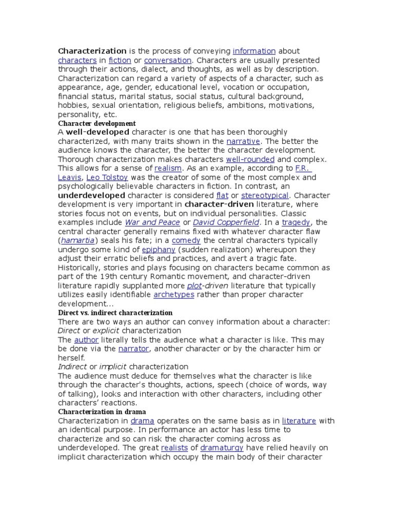 Understanding Characterization in Drama | PDF | Psychoanalysis | Archetype