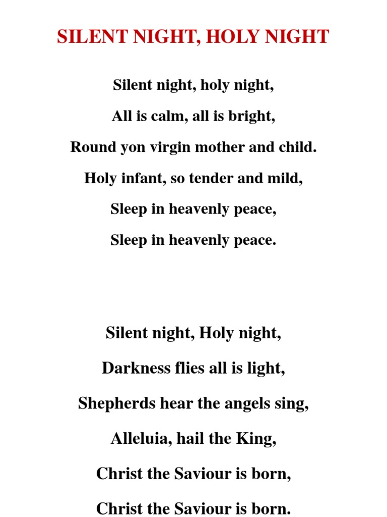Silent Night Song Lyrics PDF