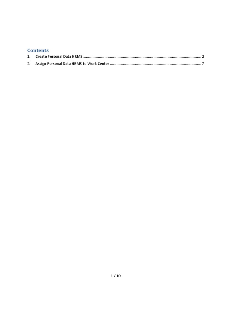 SAP-Assign HRMS Personal Data To Work Center | PDF