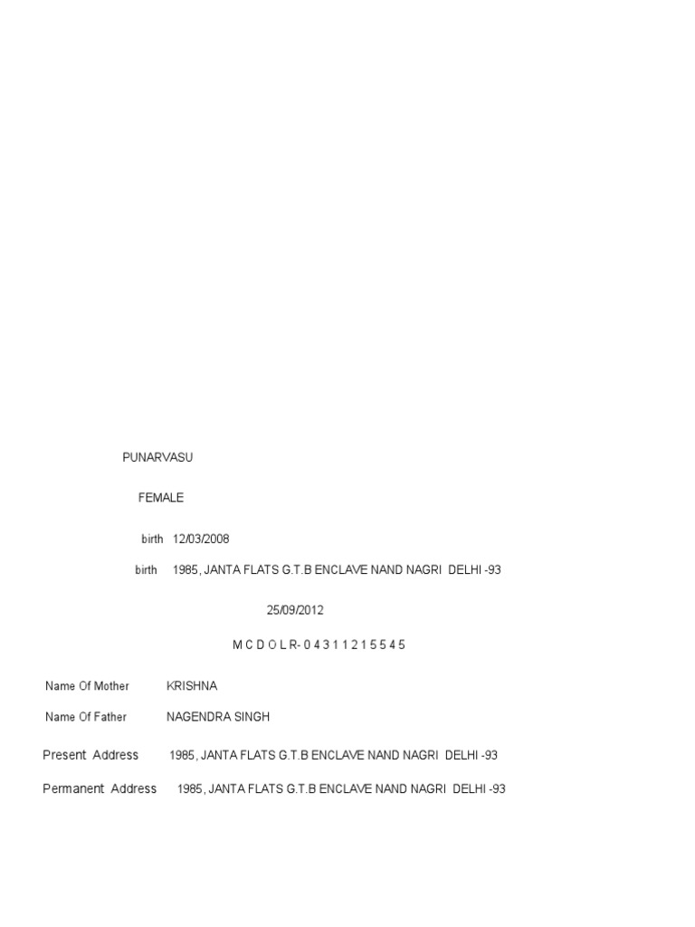 Present vs Permanent Address Details | PDF