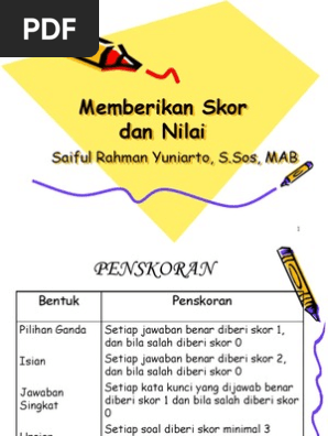 Memberikan Skor Dan Nilai