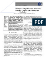 The Relationship of College Students' Process of Study and Creativity: Creative Self-Efficacy As A Mediation