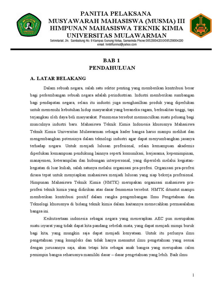 Musyawarah Mahasiswa Teknik Kimia Unmul | PDF | Komputer
