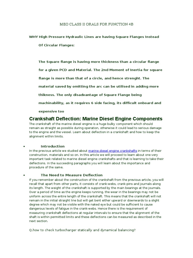 Crankshaft Deflection Marine Diesel Engine Components PDF