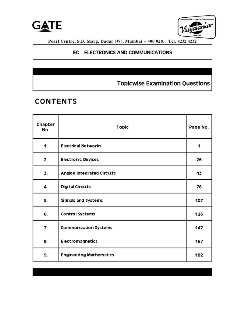Topicwise Examination Questions: Ec: Electronics and Communications | PDF