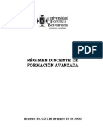 RÉGIMEN DISCENTE DE FORMACIÓN AVANZADA  CD 116 DE MAYO 26 DE 2000