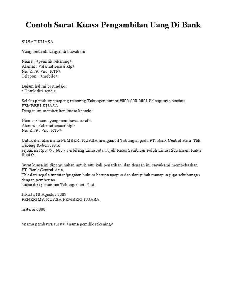 Contoh Surat Kuasa Pengambilan Uang Bank Btn - Contoh Surat Kuasa Untuk Bank Bri Cute766 - Nah, kembali ke masalah pengambilan sertifikat tanah di bank, tentunya bagi nasabah yang berhalangan hadir saat mengambil dokumen tersebut, pihak.