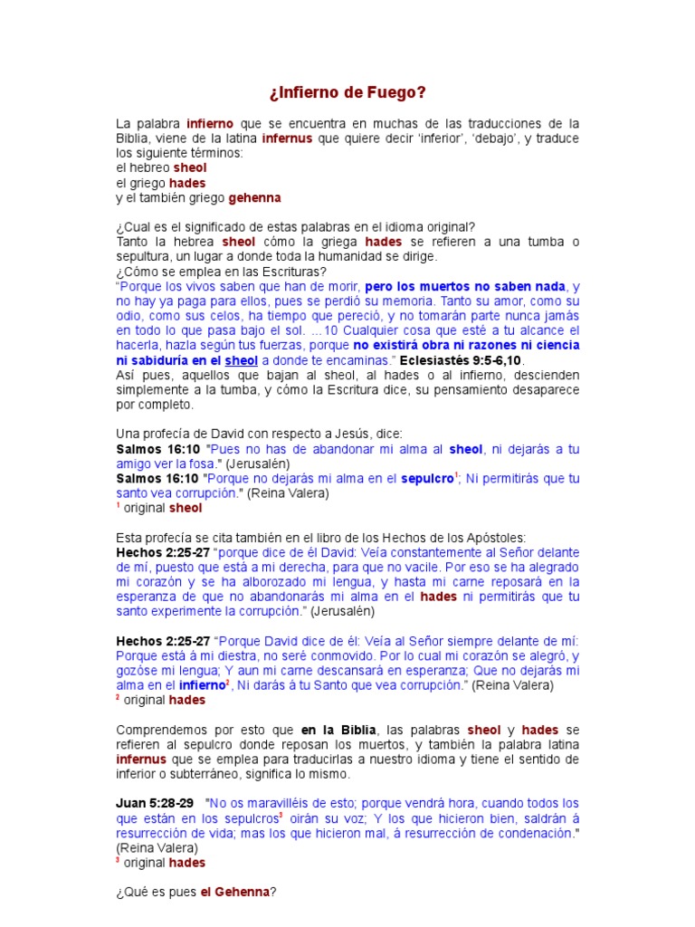 Significado del Infierno en la Biblia | PDF | Infierno | Creencia ...