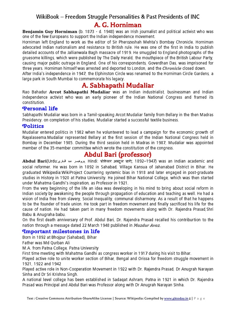 Freedom Struggle Inc Presidents Wiki Book Indian Nationalism British India