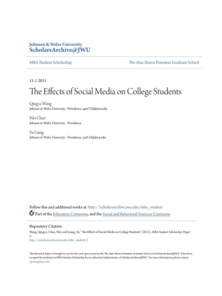 Impact of Social Media on College Students | PDF | Social Media ...