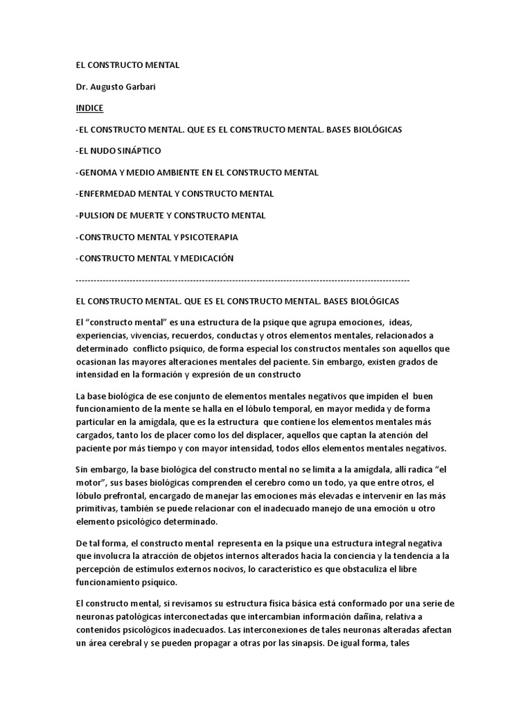 Constructo Mental: Definición y Bases | PDF | Sinapsis | Mente